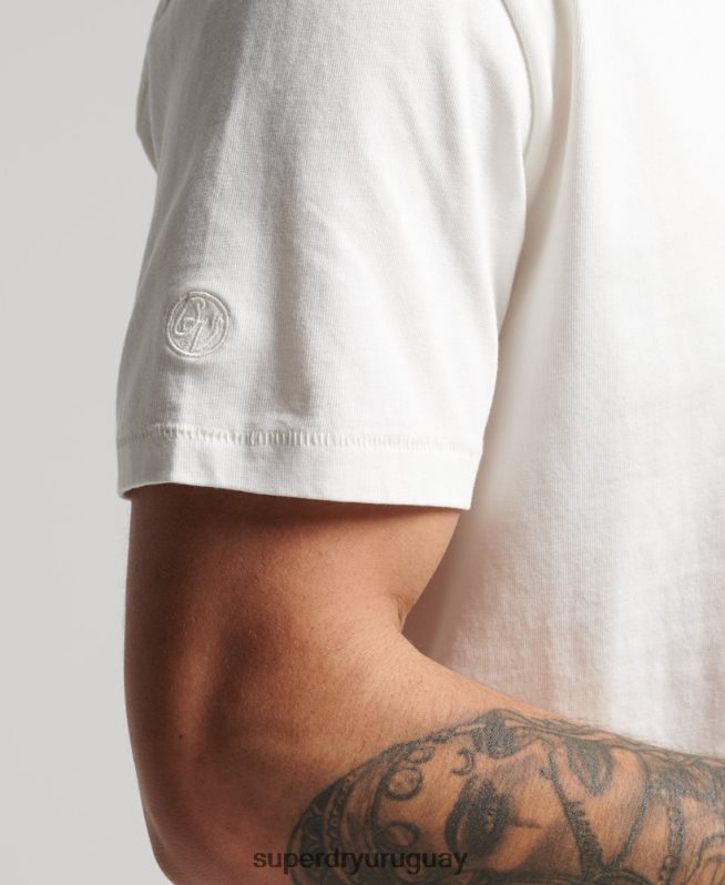 uy Superdry hombres camiseta ranchera surfera vintage de algodón orgánico blanco DT2N8Z4861 ropa