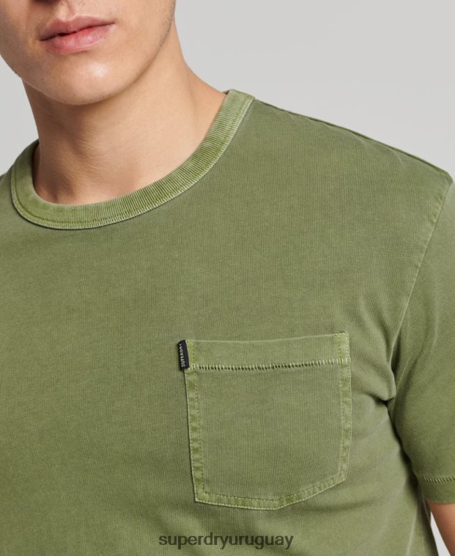 uy Superdry hombres camiseta ranchera surfera vintage de algodón orgánico caqui DT2N8Z4946 ropa