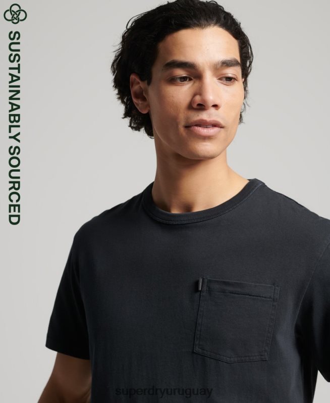 uy Superdry hombres camiseta ranchera surfera vintage de algodón orgánico negro DT2N8Z4902 ropa