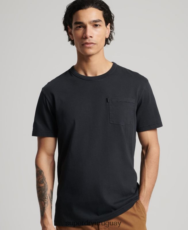 uy Superdry hombres camiseta ranchera surfera vintage de algodón orgánico negro DT2N8Z4902 ropa