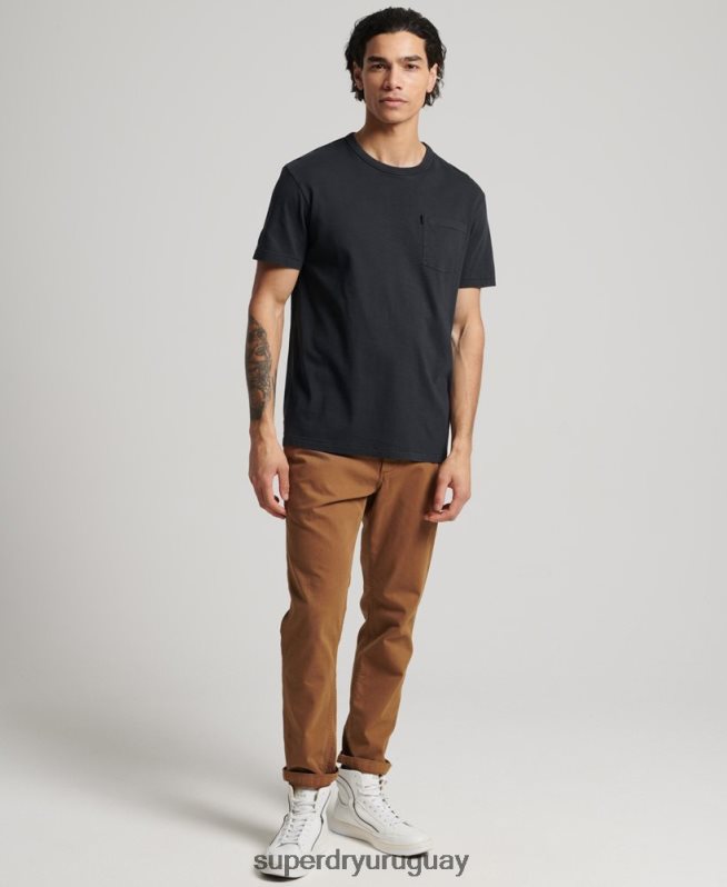 uy Superdry hombres camiseta ranchera surfera vintage de algodón orgánico negro DT2N8Z4902 ropa