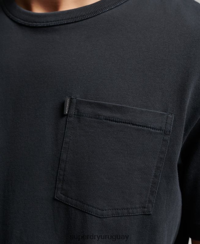uy Superdry hombres camiseta ranchera surfera vintage de algodón orgánico negro DT2N8Z4902 ropa