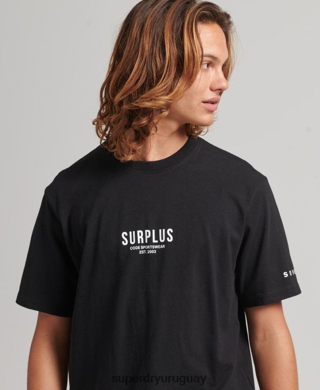 uy Superdry hombres camiseta suelta excedente negro DT2N8Z4927 ropa