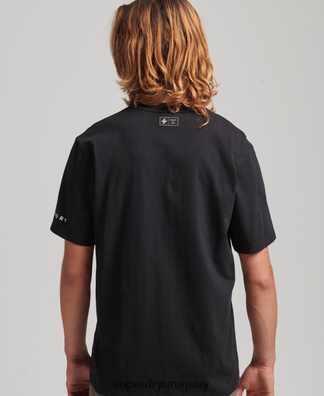 uy Superdry hombres camiseta suelta excedente negro DT2N8Z4927 ropa