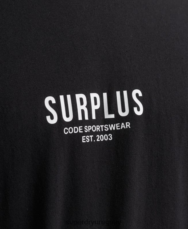 uy Superdry hombres camiseta suelta excedente negro DT2N8Z4927 ropa