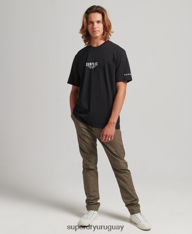 uy Superdry hombres camiseta suelta excedente negro DT2N8Z4927 ropa