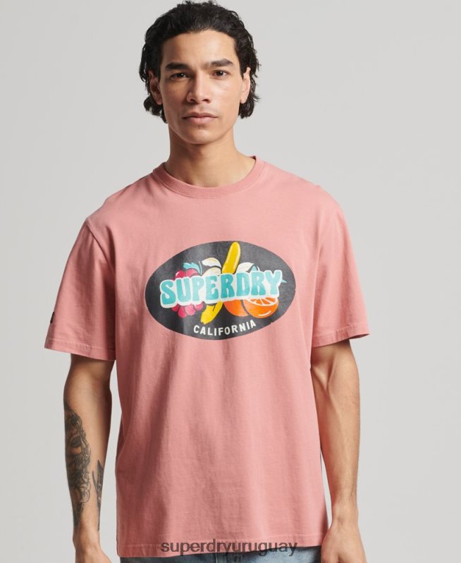 uy Superdry hombres camiseta surfera ranchero vintage rosa DT2N8Z4854 ropa