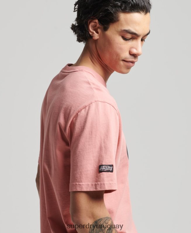 uy Superdry hombres camiseta surfera ranchero vintage rosa DT2N8Z4854 ropa