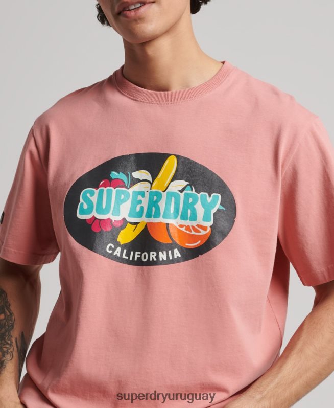 uy Superdry hombres camiseta surfera ranchero vintage rosa DT2N8Z4854 ropa