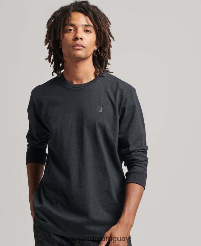 uy Superdry hombres camiseta técnica de manga larga gris oscuro DT2N8Z6471 ropa