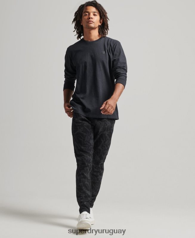 uy Superdry hombres camiseta técnica de manga larga gris oscuro DT2N8Z6471 ropa