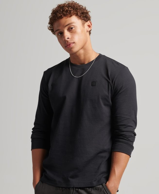 uy Superdry hombres camiseta técnica de manga larga negro DT2N8Z6472 ropa