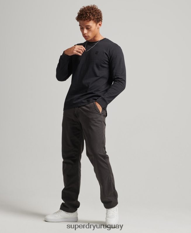 uy Superdry hombres camiseta técnica de manga larga negro DT2N8Z6472 ropa