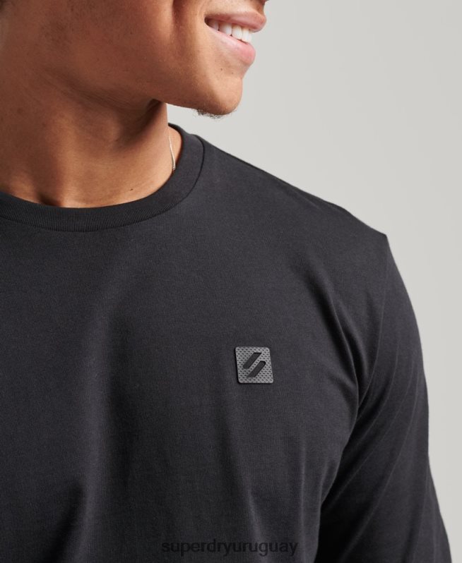 uy Superdry hombres camiseta técnica de manga larga negro DT2N8Z6472 ropa