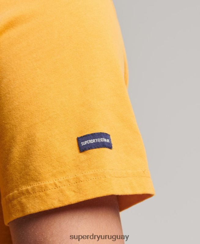 uy Superdry hombres camiseta universitaria estilo script amarillo DT2N8Z4948 ropa