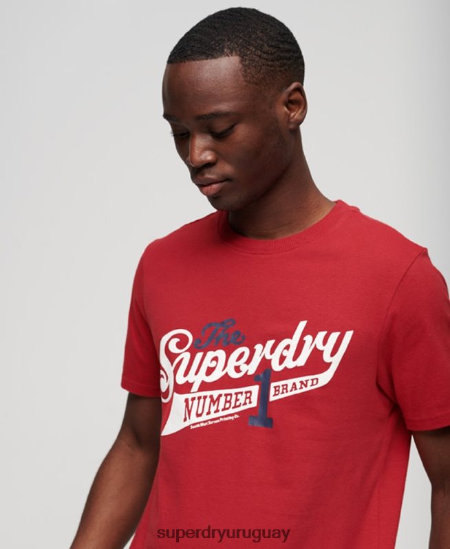 uy Superdry hombres camiseta universitaria vintage con guión rojo DT2N8Z88 ropa