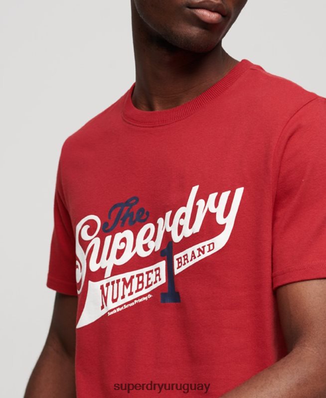 uy Superdry hombres camiseta universitaria vintage con guión rojo DT2N8Z88 ropa