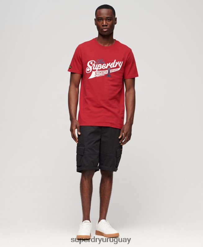 uy Superdry hombres camiseta universitaria vintage con guión rojo DT2N8Z88 ropa