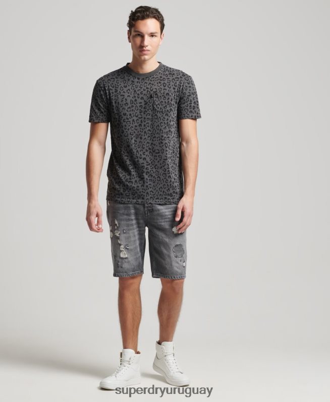 uy Superdry hombres camiseta vintage con bolsillo gris oscuro DT2N8Z4876 ropa