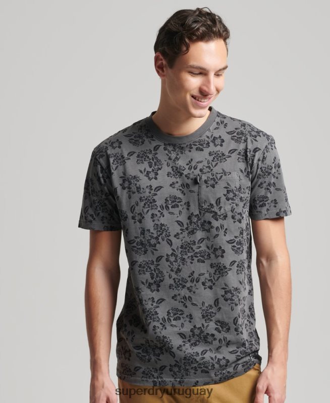 uy Superdry hombres camiseta vintage con bolsillo negro DT2N8Z4848 ropa