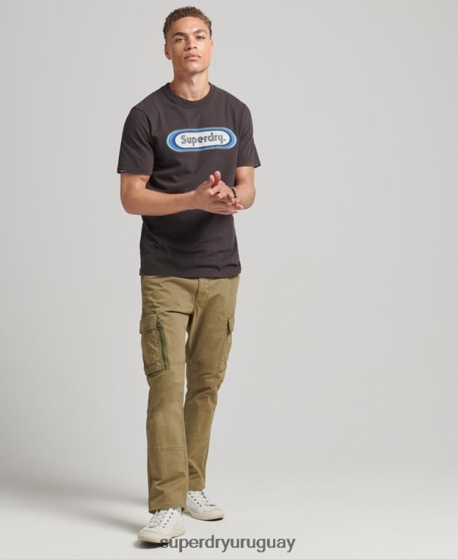 uy Superdry hombres camiseta vintage con lengüeta comercial marrón DT2N8Z4808 ropa
