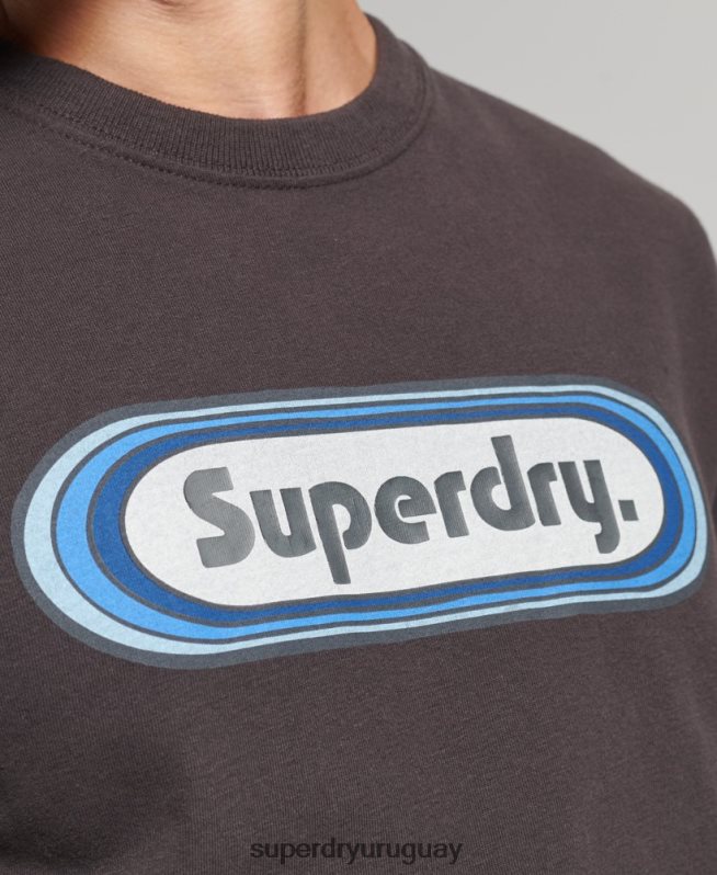 uy Superdry hombres camiseta vintage con lengüeta comercial marrón DT2N8Z4808 ropa