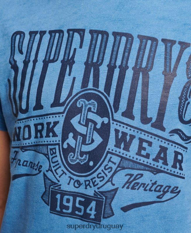 uy Superdry hombres camiseta vintage con letrero de pared azul claro DT2N8Z4921 ropa