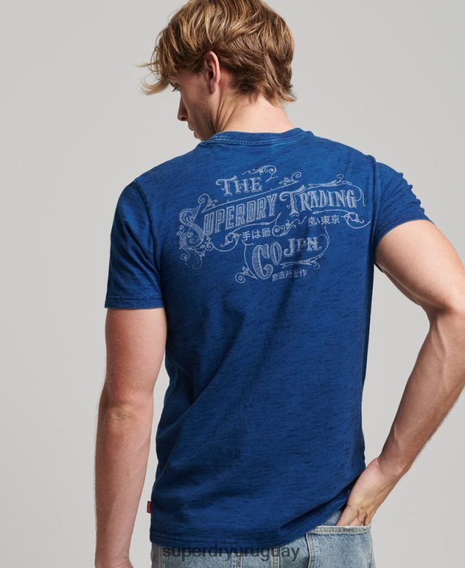 uy Superdry hombres camiseta vintage con letrero de pared azul oscuro DT2N8Z4940 ropa