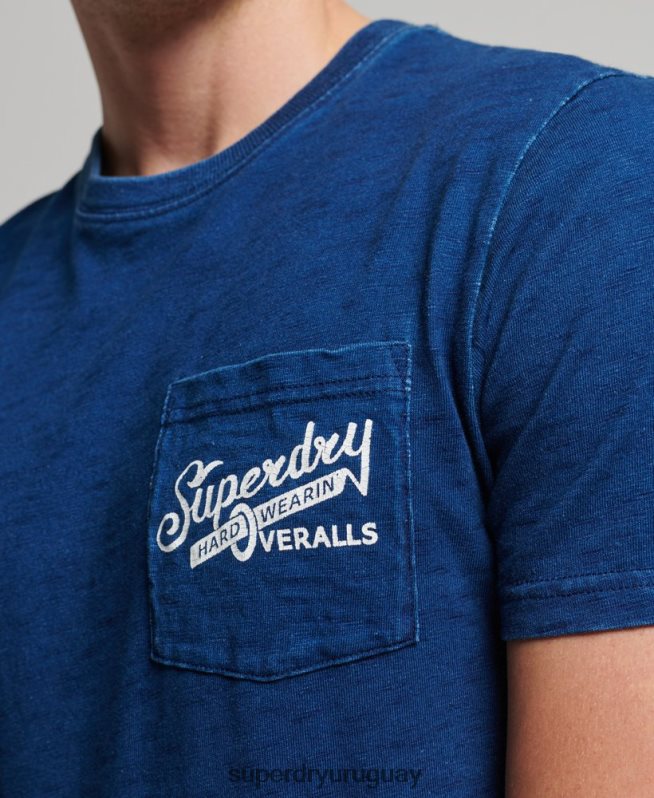 uy Superdry hombres camiseta vintage con letrero de pared azul oscuro DT2N8Z4940 ropa