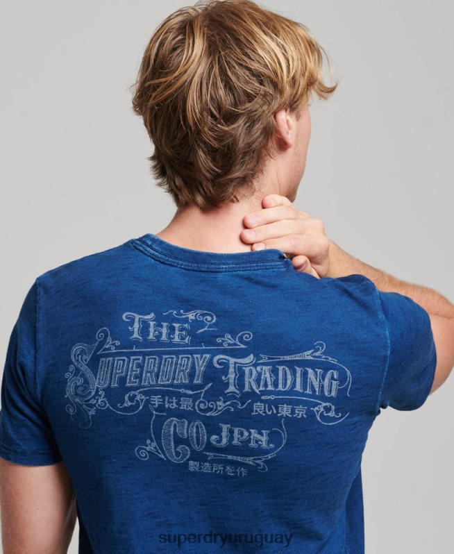 uy Superdry hombres camiseta vintage con letrero de pared azul oscuro DT2N8Z4940 ropa
