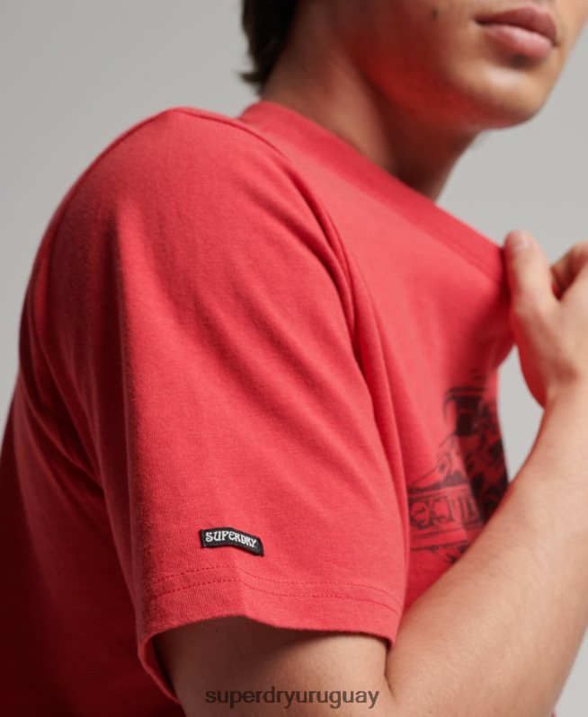 uy Superdry hombres camiseta vintage con lineas cruzadas rojo DT2N8Z4895 ropa
