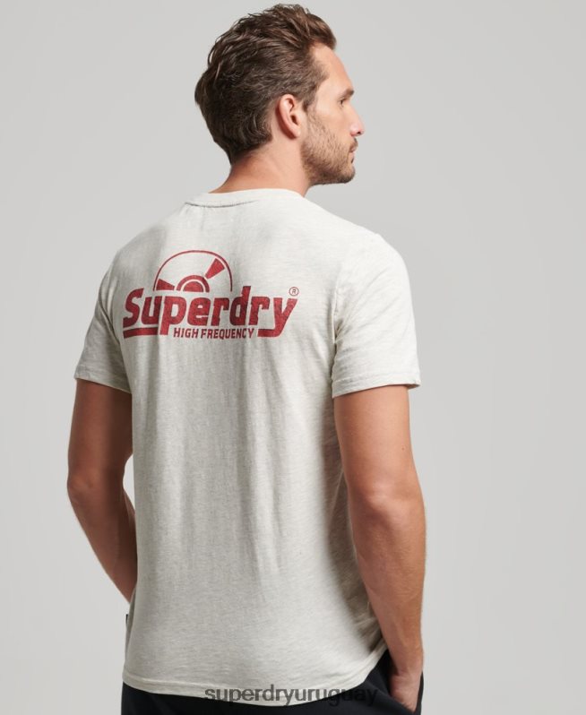 uy Superdry hombres camiseta vintage de sello discográfico gris DT2N8Z6359 ropa