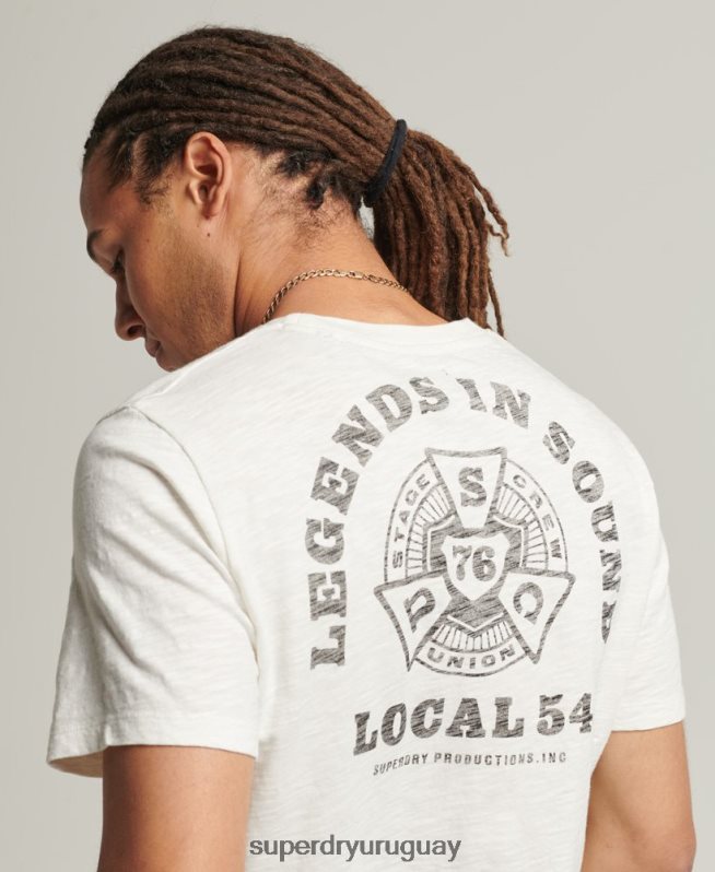 uy Superdry hombres camiseta vintage de tienda de merchandising crema DT2N8Z4949 ropa