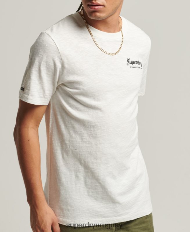 uy Superdry hombres camiseta vintage de tienda de merchandising crema DT2N8Z4949 ropa