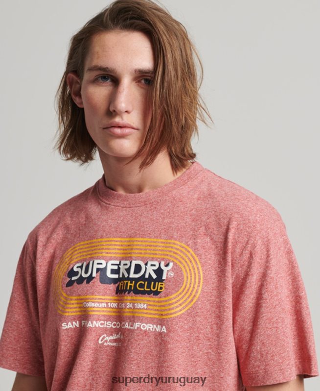 uy Superdry hombres camiseta vintage del club atlético de algodón orgánico rojo DT2N8Z67 ropa