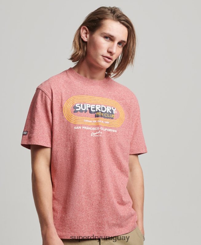 uy Superdry hombres camiseta vintage del club atlético de algodón orgánico rojo DT2N8Z67 ropa