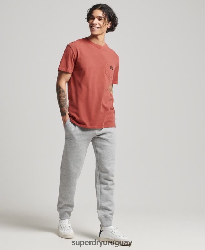 uy Superdry hombres camiseta vintage workwear de algodón orgánico con bolsillo marrón DT2N8Z4864 ropa