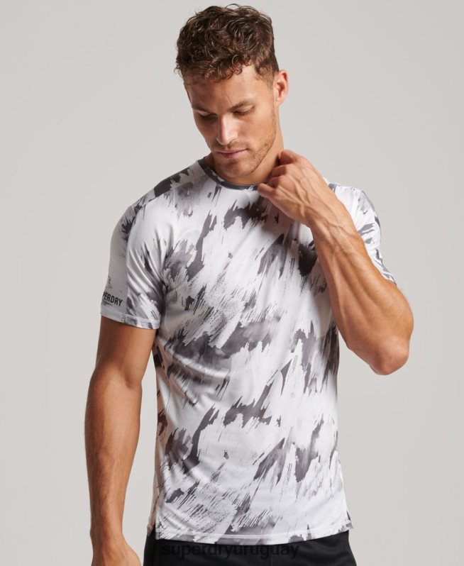 uy Superdry hombres correr camiseta de manga corta gris DT2N8Z5394 ropa