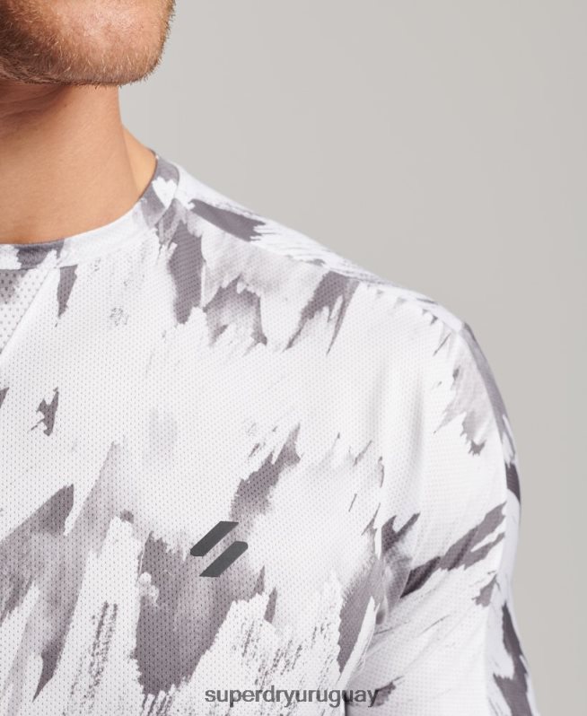 uy Superdry hombres correr camiseta de manga corta gris DT2N8Z5394 ropa