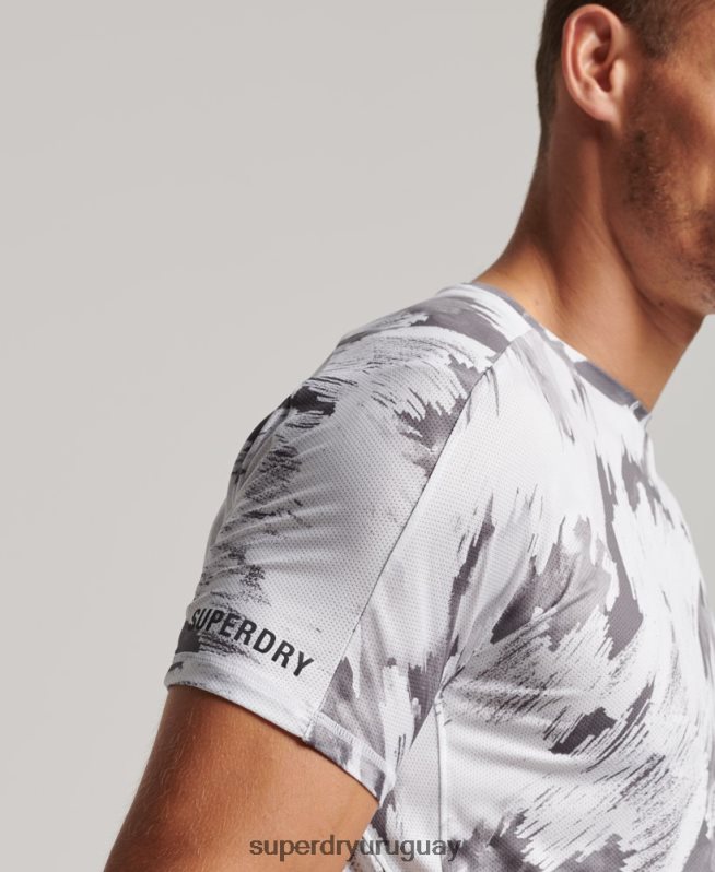 uy Superdry hombres correr camiseta de manga corta gris DT2N8Z5394 ropa