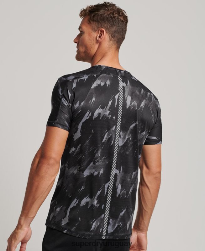 uy Superdry hombres correr camiseta de manga corta gris oscuro DT2N8Z5393 ropa