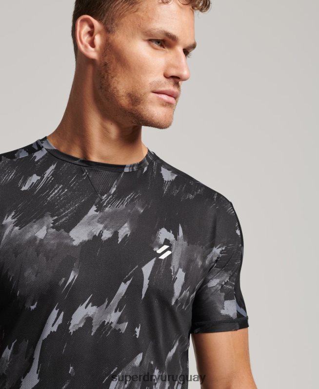 uy Superdry hombres correr camiseta de manga corta gris oscuro DT2N8Z5393 ropa