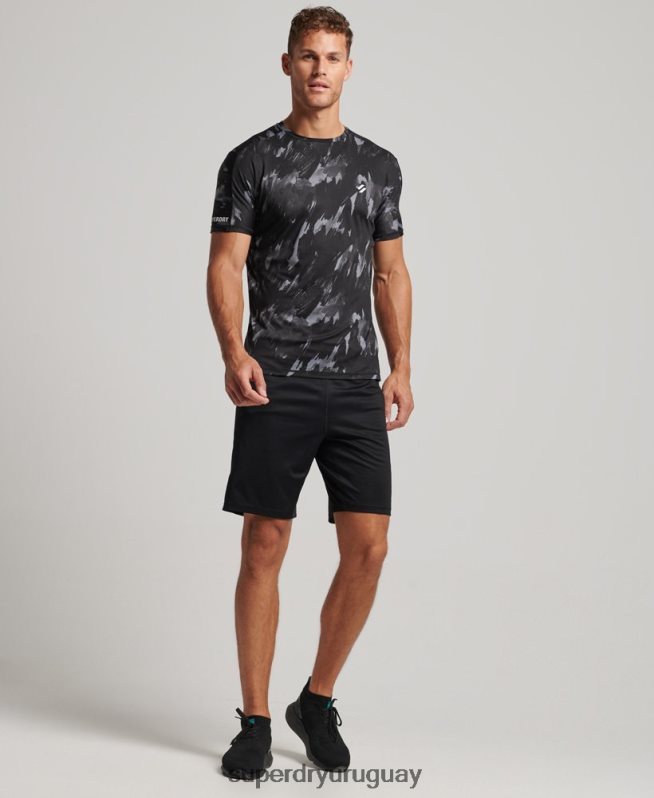 uy Superdry hombres correr camiseta de manga corta gris oscuro DT2N8Z5393 ropa