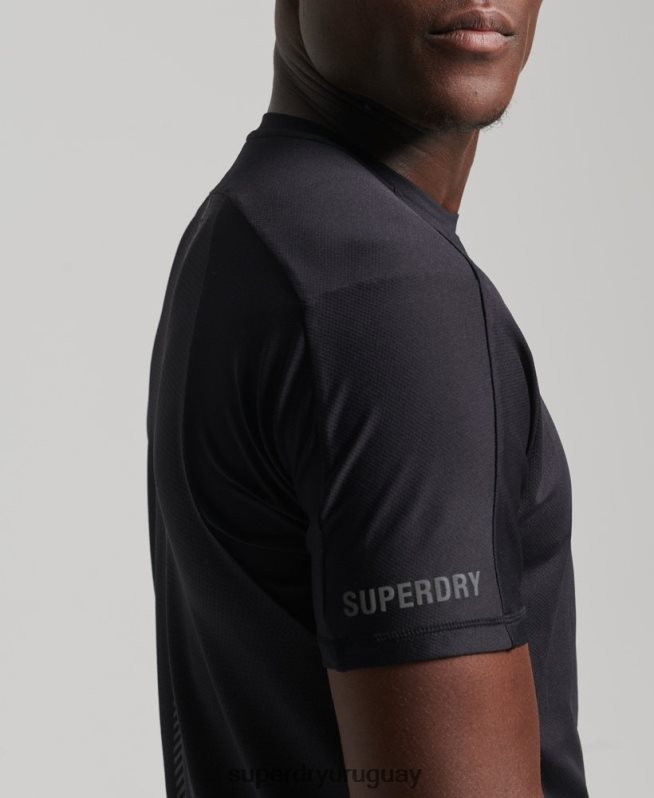 uy Superdry hombres correr camiseta de manga corta negro DT2N8Z5403 ropa