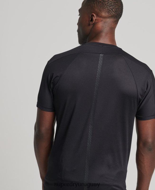 uy Superdry hombres correr camiseta de manga corta negro DT2N8Z5403 ropa