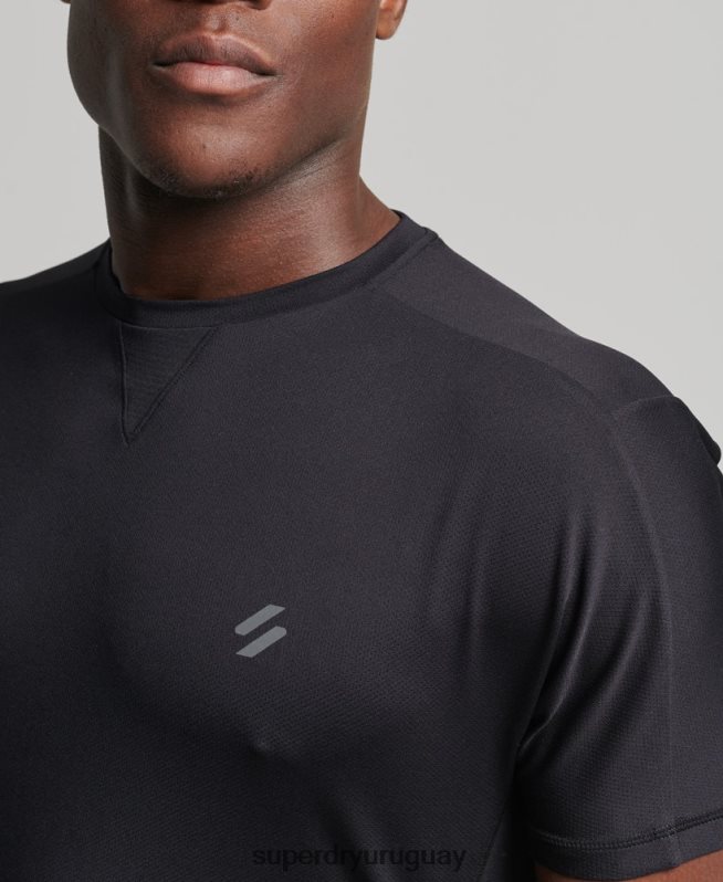 uy Superdry hombres correr camiseta de manga corta negro DT2N8Z5403 ropa