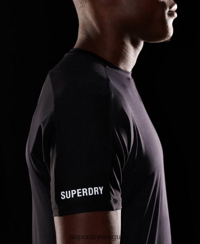 uy Superdry hombres correr camiseta de manga corta negro DT2N8Z5403 ropa