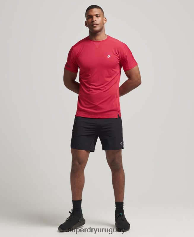 uy Superdry hombres correr camiseta de manga corta rojo DT2N8Z5395 ropa