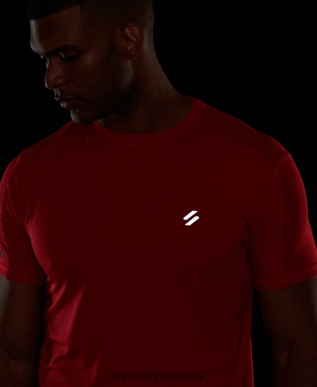 uy Superdry hombres correr camiseta de manga corta rojo DT2N8Z5395 ropa