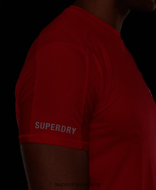 uy Superdry hombres correr camiseta de manga corta rojo DT2N8Z5395 ropa